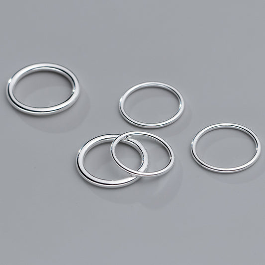 925 sterling silver simple 1.6mm/2.5mm plain stack rings Set of 5