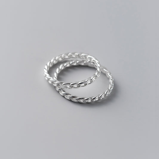 925 sterling silver simple chain exquisite hand ring Set of 5