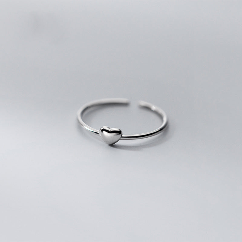 Bague d'ouverture coeur d'amour minimaliste en argent sterling 925 Ensemble de 10