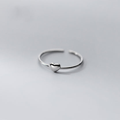 925 sterling silver minimalist love heart opening finger ring Set of 5