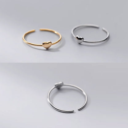 925 sterling silver minimalist love heart opening finger ring Set of 5