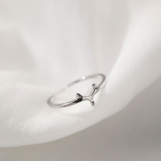 925 sterling silver cute fox resizable rings Set of 5