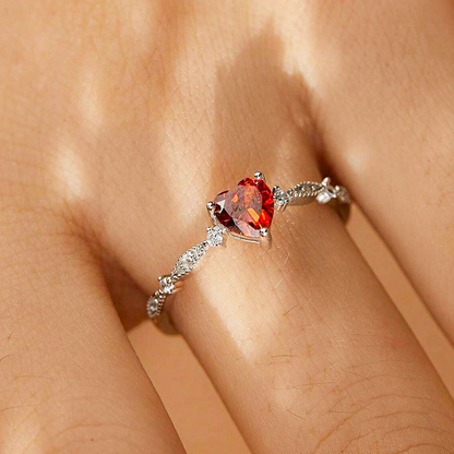 Bague rubis coeur rouge en argent 925 Lot de 10