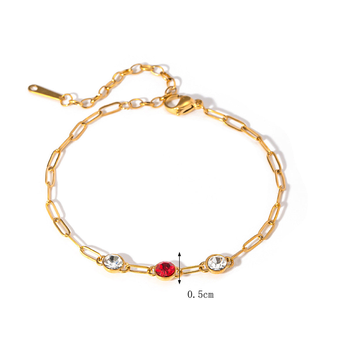 Bracelets trombone en acier inoxydable plaqué or couleur CZ pierre Ensemble de 10