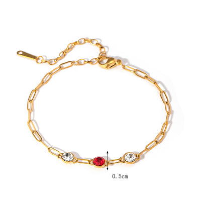 Bracelets trombone en acier inoxydable plaqué or couleur CZ pierre Ensemble de 10