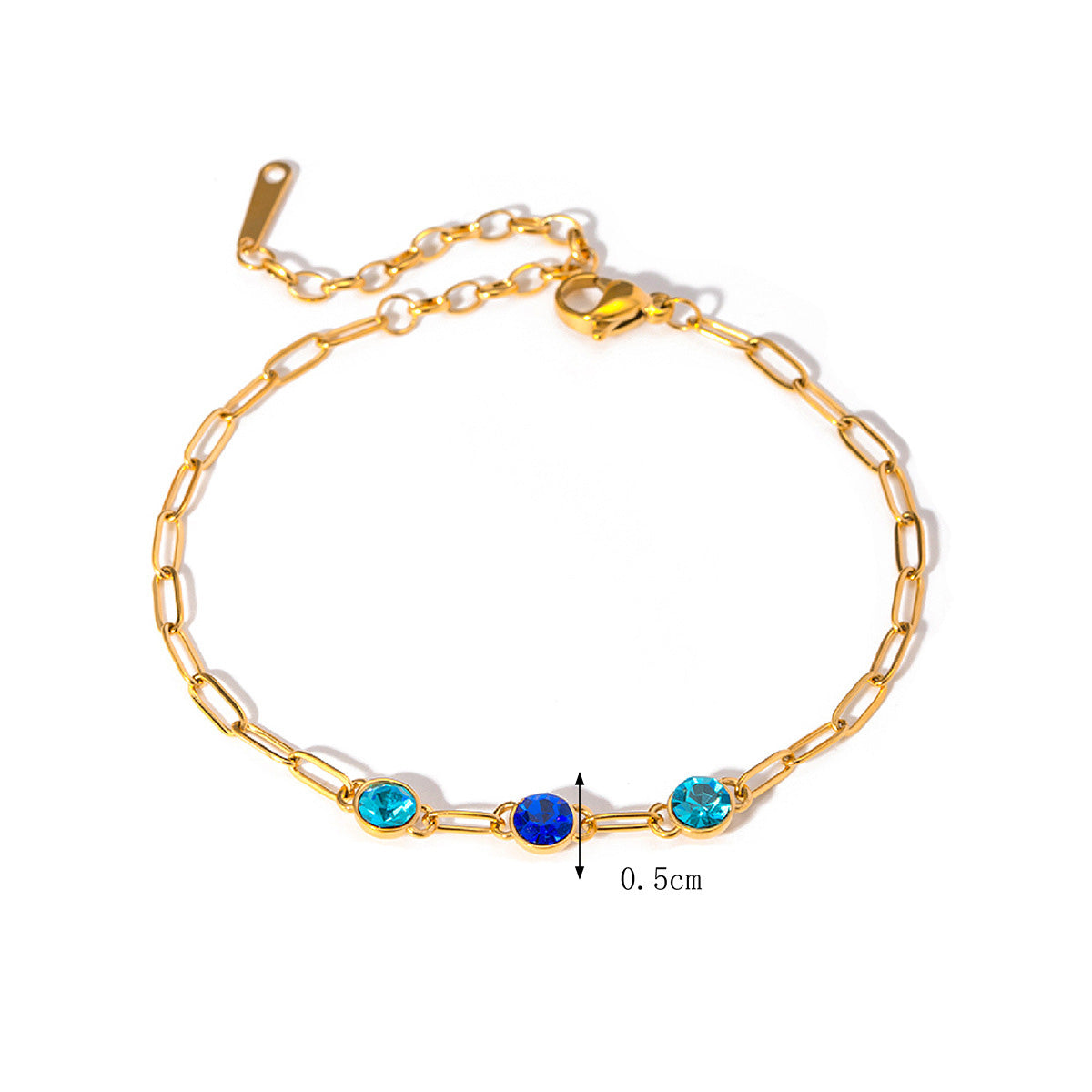 Bracelets trombone en acier inoxydable plaqué or couleur CZ pierre Ensemble de 10