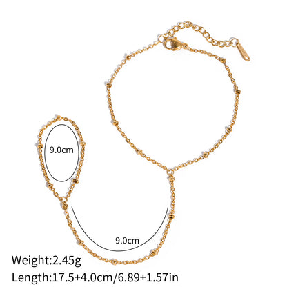 Stainless steel gold-plated shimmed bead chain slave finger bracelet Set of 5