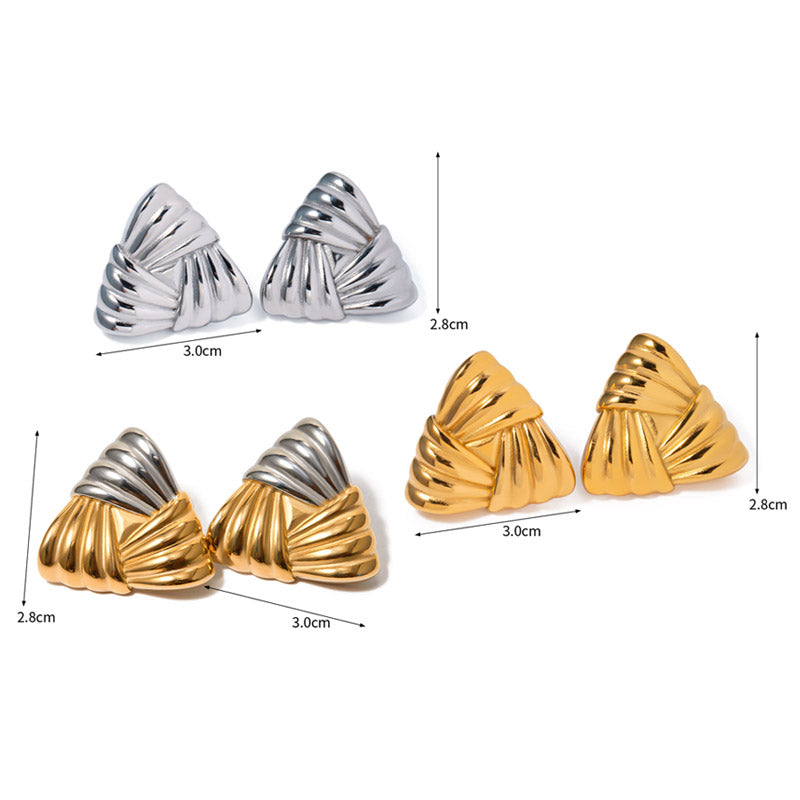 Stainless steel chunky weave triangle shape earrings (5 pairs)