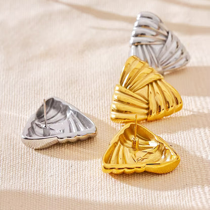 Stainless steel chunky weave triangle shape earrings (5 pairs)