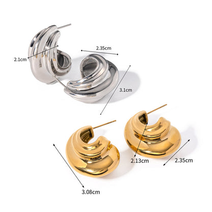 Boucles d'oreilles à tige en forme de C géométriques épaisses en acier inoxydable (10 paires)