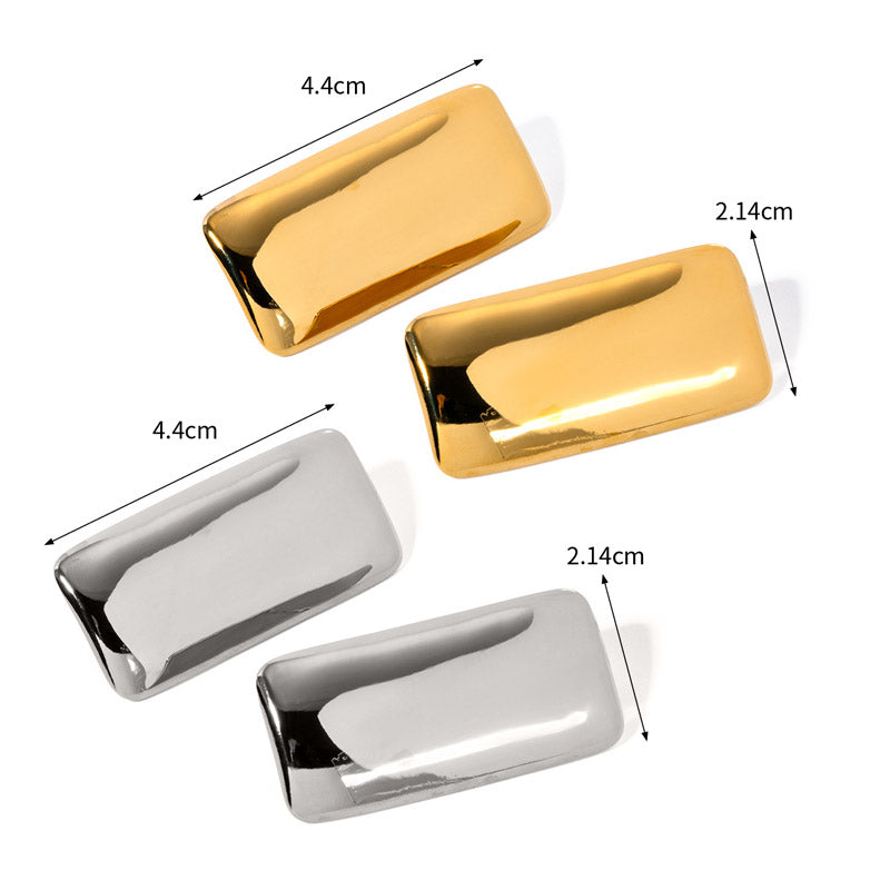 Stainless steel Pvd coating chunky geometric big rectangular stud earrings (5 pairs)