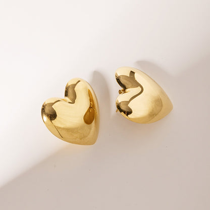 Aretes con forma de corazón grande, gruesos e hipoalergénicos de acero inoxidable (10 pares)