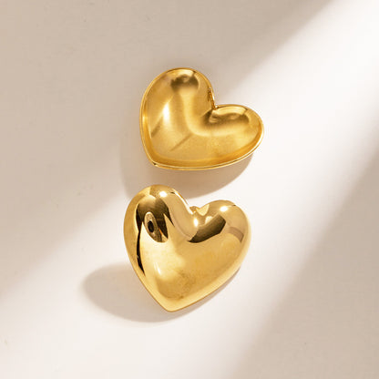 Aretes con forma de corazón grande, gruesos e hipoalergénicos de acero inoxidable (10 pares)