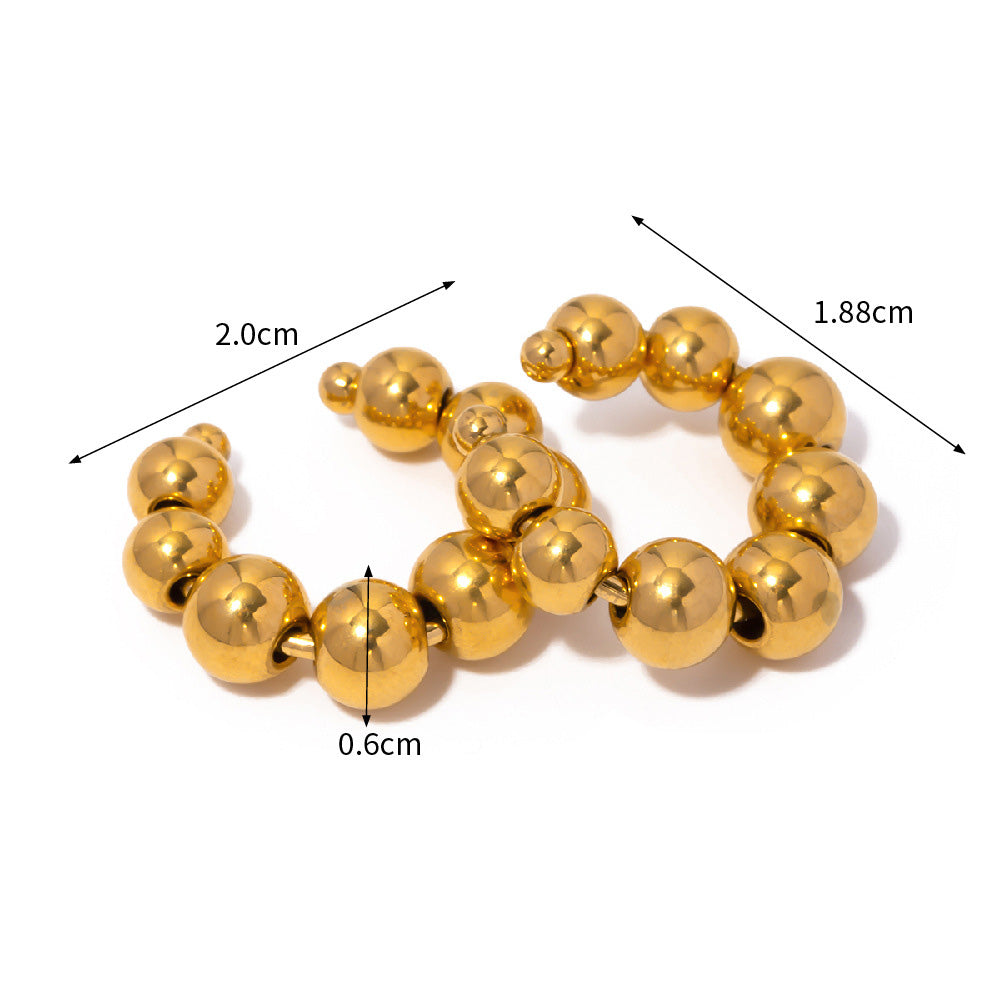 Stainless steel gold plated ball design beaded ear cuff (5 pairs)