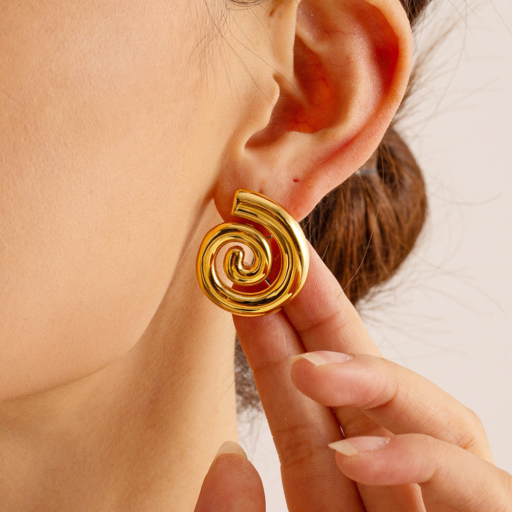 Aretes con forma de espiral en forma de remolino brillante de acero inoxidable (10 pares)