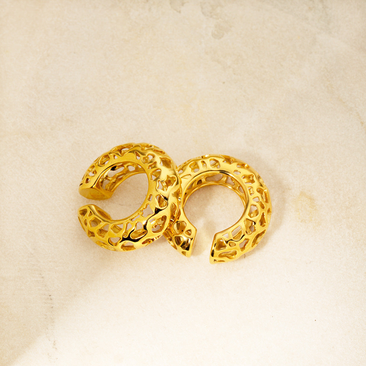 Pendientes ear cuff huecos, gruesos y no perforantes, de acero inoxidable, chapados en oro (10 pares)