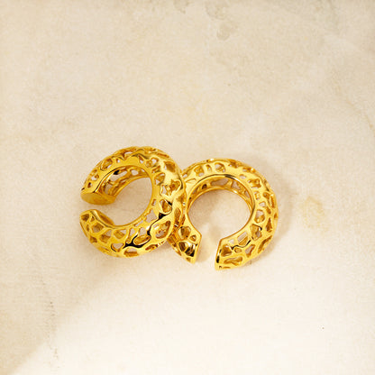 Pendientes ear cuff huecos, gruesos y no perforantes, de acero inoxidable, chapados en oro (10 pares)