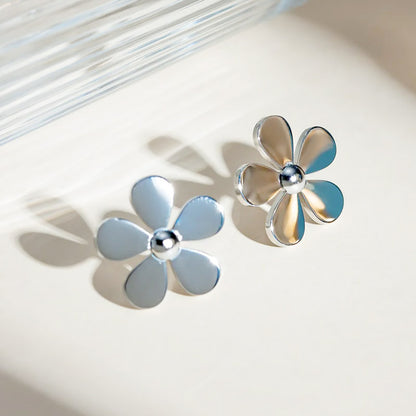 Stainless steel simple daisy flower stud earrings (5 pairs)