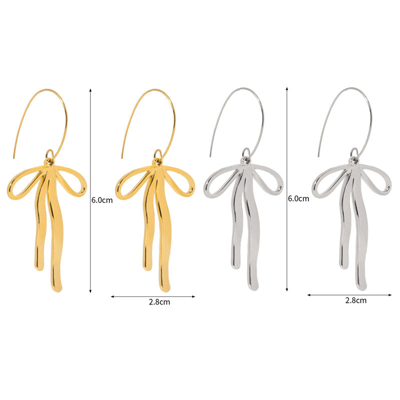 Stainless steel elegant knot bow drop earrings (5 pairs)