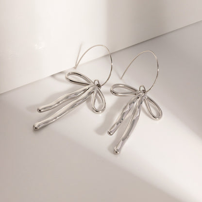 Stainless steel elegant knot bow drop earrings (5 pairs)