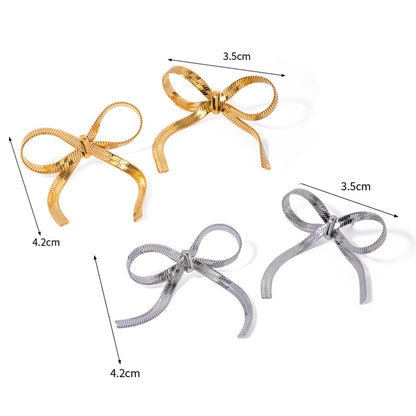 Stainless steel flat snake chain bow earrings (5 pairs)