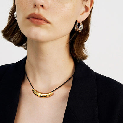 Breloque en métal simple en acier inoxydable avec collier lanière en cuir Ensemble de 10