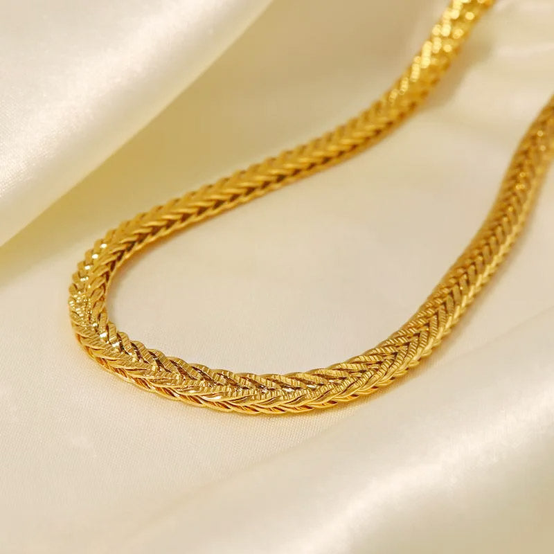 Stainless steel tarnish-free gold chunky twisted rope chain necklaces Set of 5