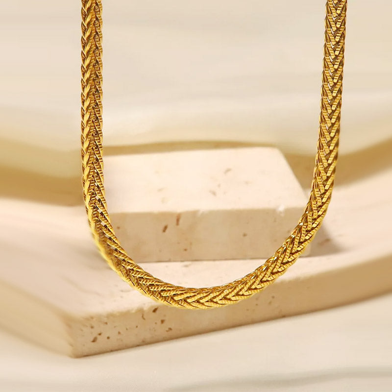 Stainless steel tarnish-free gold chunky twisted rope chain necklaces Set of 5