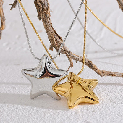 Waterproof PVD plated stainless steel star pendant snake chain necklaces Set of 5