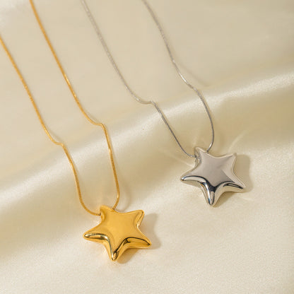 Waterproof PVD plated stainless steel star pendant snake chain necklaces Set of 5