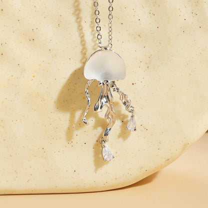 Stainless steel cute ocean style jellyfish pendant necklaces Set of 5