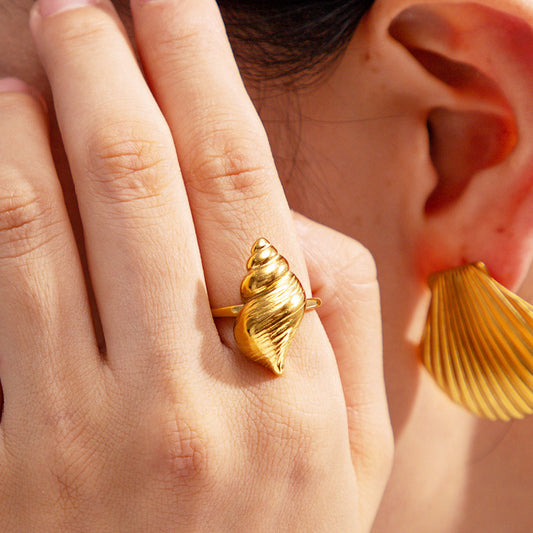 Bijoux de plage en acier inoxydable sans ternissement, bagues réglables en coquille de conque, ensemble de 10