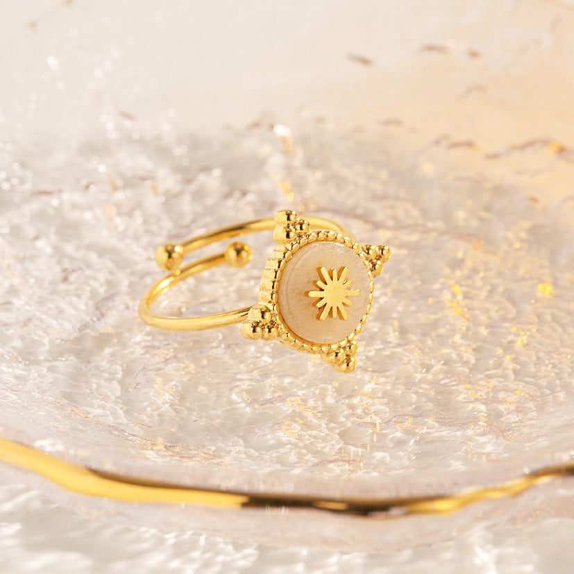 Compass Rings For Kids Stainless steel gold pink crystal compass adjustable rings Set of 10 ...