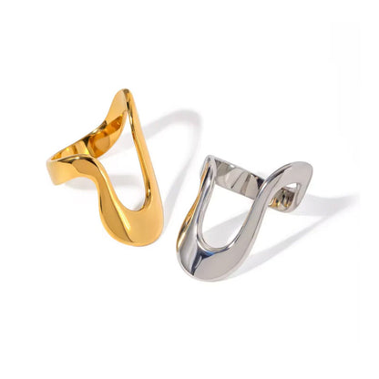 Stainless steel geometric irregular design rings Set of 5