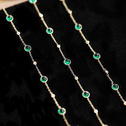 Wholesale 925 sterling silver emerald zircon gypsophila chain bracelets Set of 5