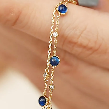 Wholesale 925 sterling silver gold plated blue zircon chain bracelets Set of 5