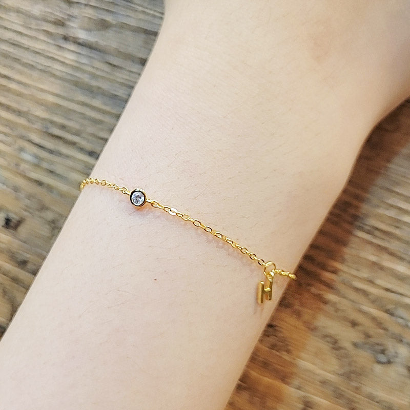 Pulsera con dije de corazón en forma de corazón con cuentas redondas de oro de 18 quilates y plata 925, juego de 10