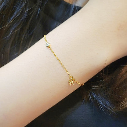 Pulsera con dije de corazón en forma de corazón con cuentas redondas de oro de 18 quilates y plata 925, juego de 10