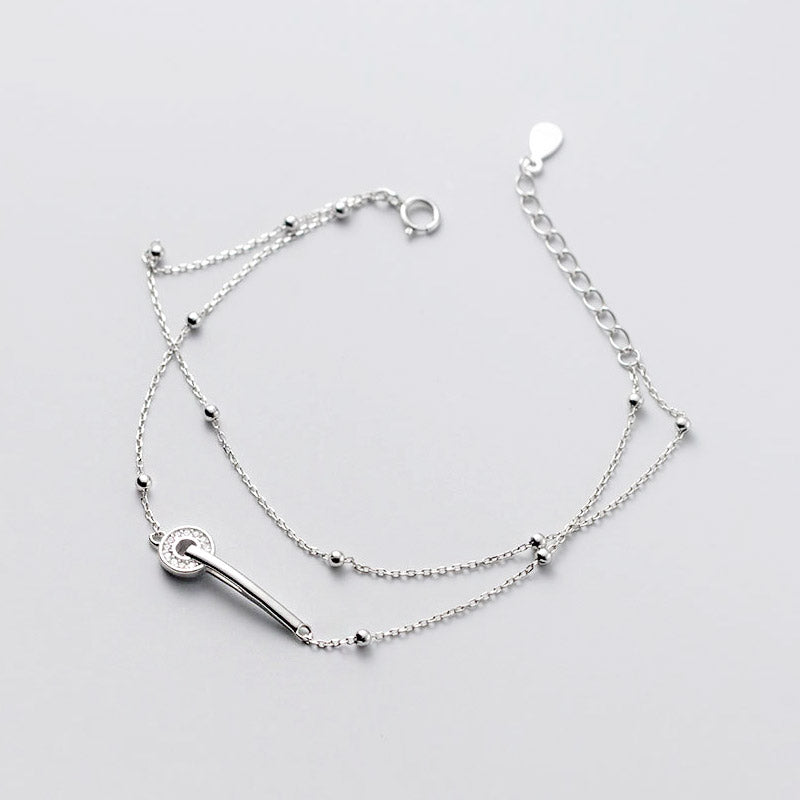 Wholesale 925 sterling silver double-layer circle bead chain bracelets Set of 5