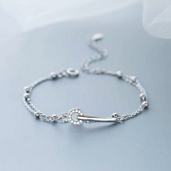 Wholesale 925 sterling silver double-layer circle bead chain bracelets Set of 5