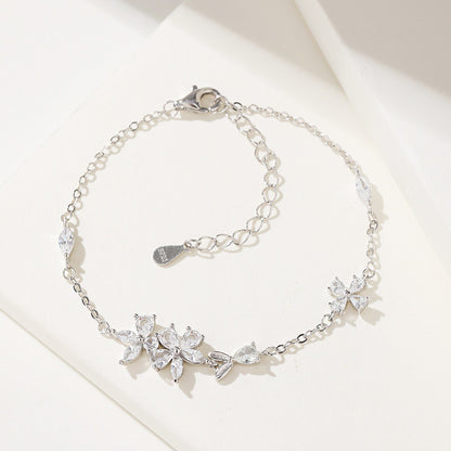 925 sterling silver sakura flower zircon bracelets Set of 5