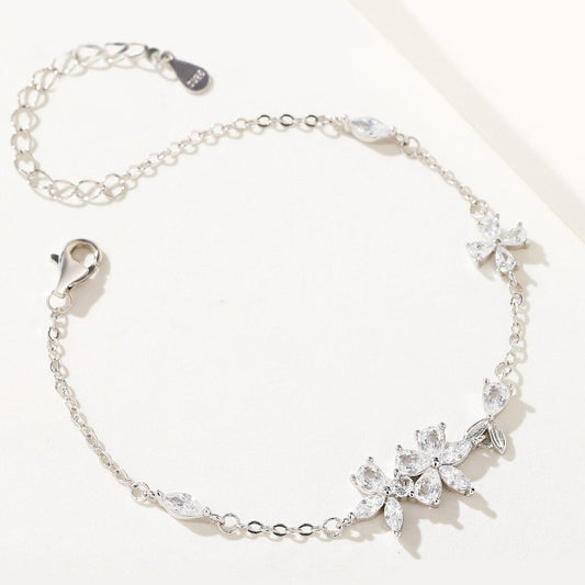 925 sterling silver sakura flower zircon bracelets Set of 10