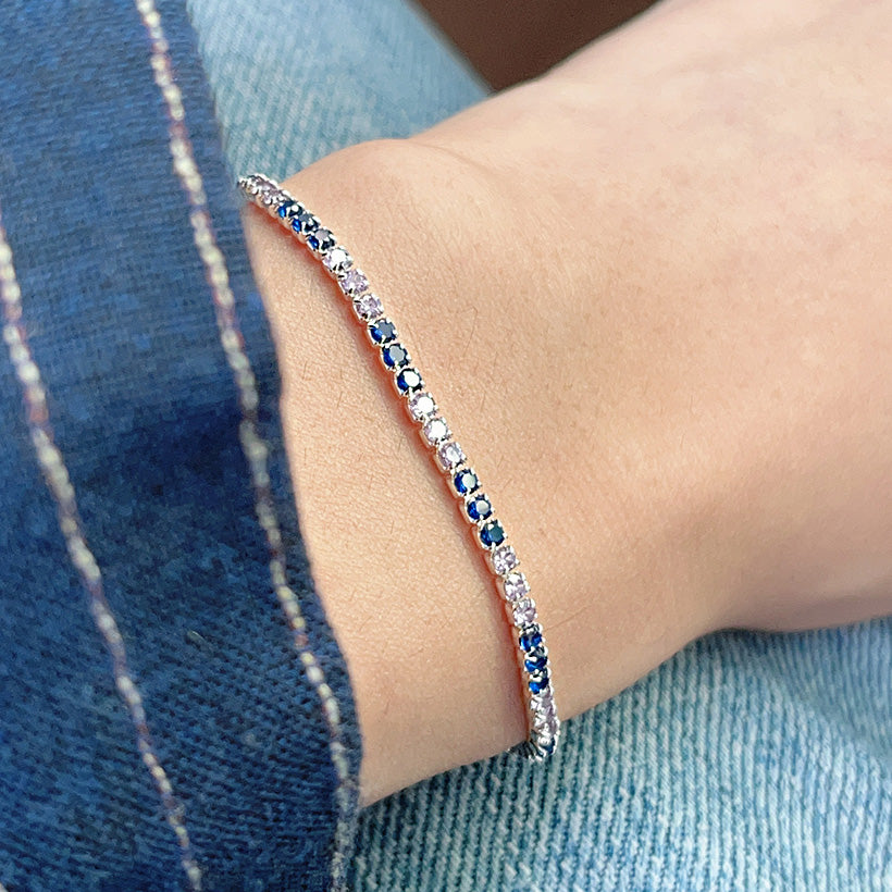 Pulsera de cadena brillante con cuentas finas de eternidad de 2 mm de plata 925, juego de 10