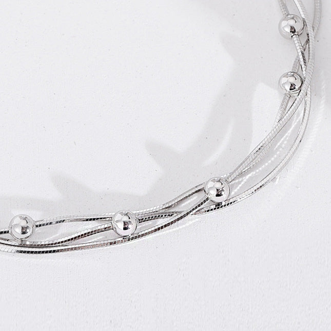 925 sterling silver beads multi-layer snake chain bracelets Set of 5