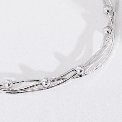 925 sterling silver beads multi-layer snake chain bracelets Set of 5