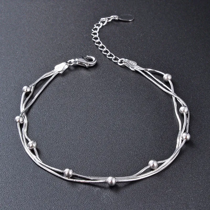 925 sterling silver beads multi-layer snake chain bracelets Set of 5