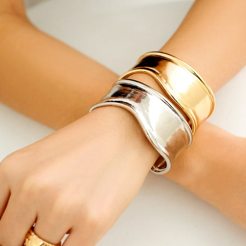 brass punk wide open cuff armband bangle bracelets Set of 5