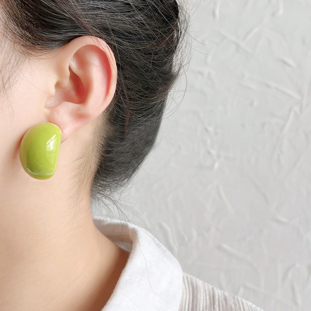 Summer collection Pop style green resin big stud earrings (5 pairs)