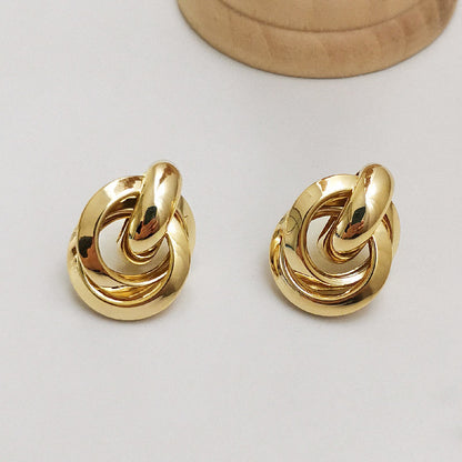 Wholesale brass daily circle multi-layer stud earrings (5 pairs)