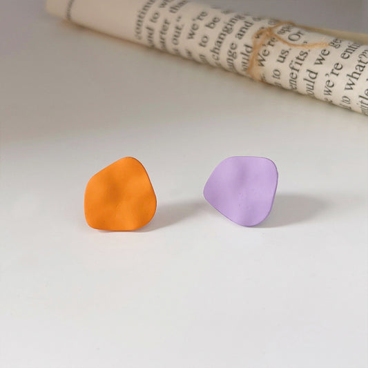 Matte enamel different color irregular shape stud earrings (5 pairs)